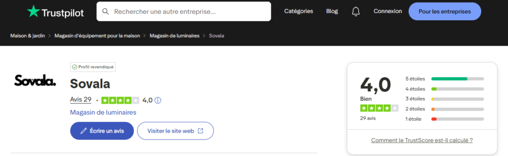 avis clients sur Sovala