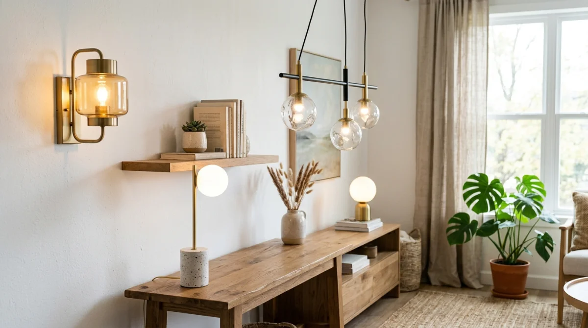 Appliques, suspensions et lampes Sovala dans un intérieur moderne et chaleureux.