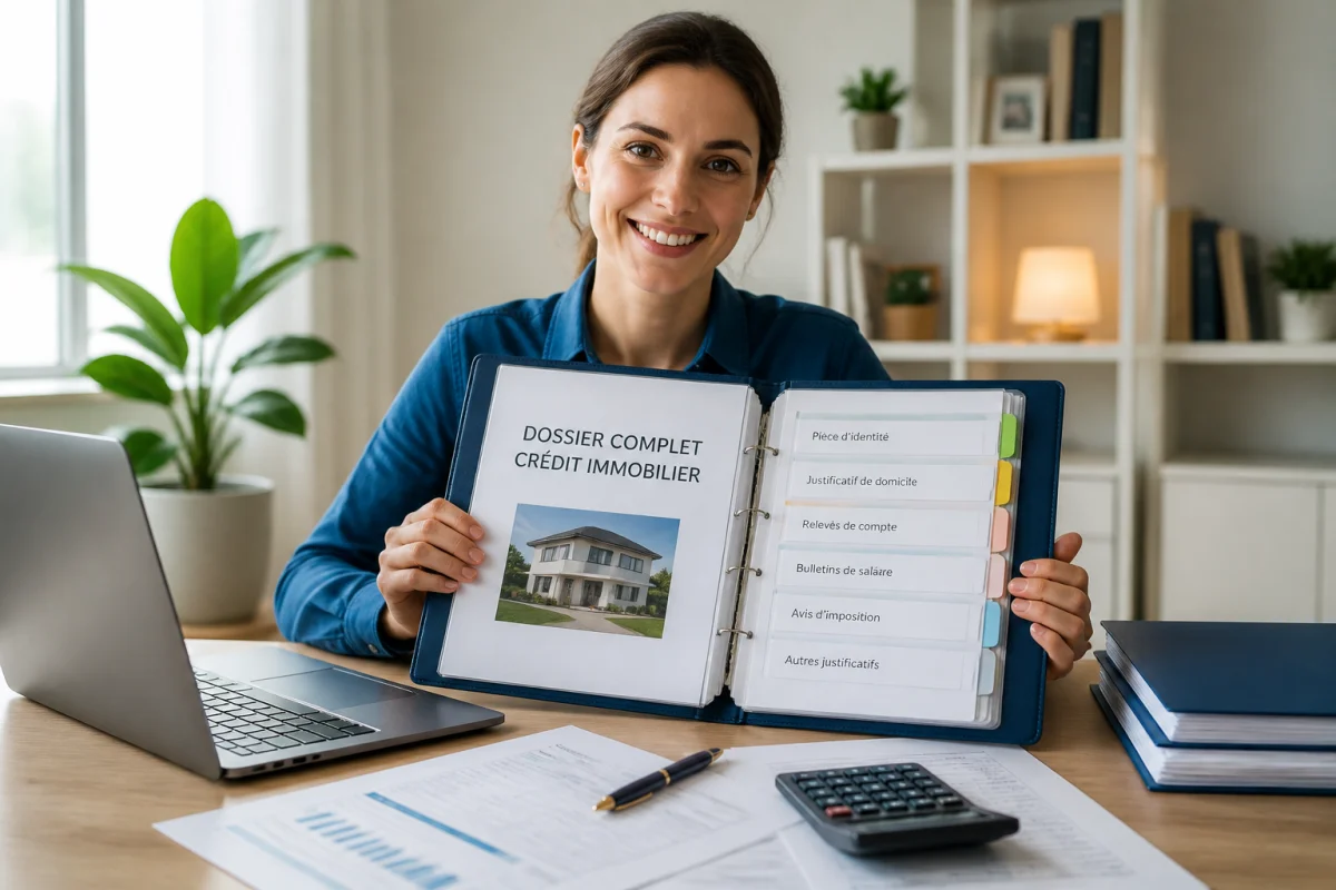 Personne présentant un dossier complet pour choisir une banque adaptée à son crédit immobilier