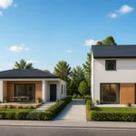 Deux maisons neuves contemporaines comparées dans un lotissement résidentiel pour construire sa maison neuve sereinement