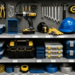 Sélection de produits de bricolage robustes en rayon, illustrant l’univers de la marque Titan et son fabricant.